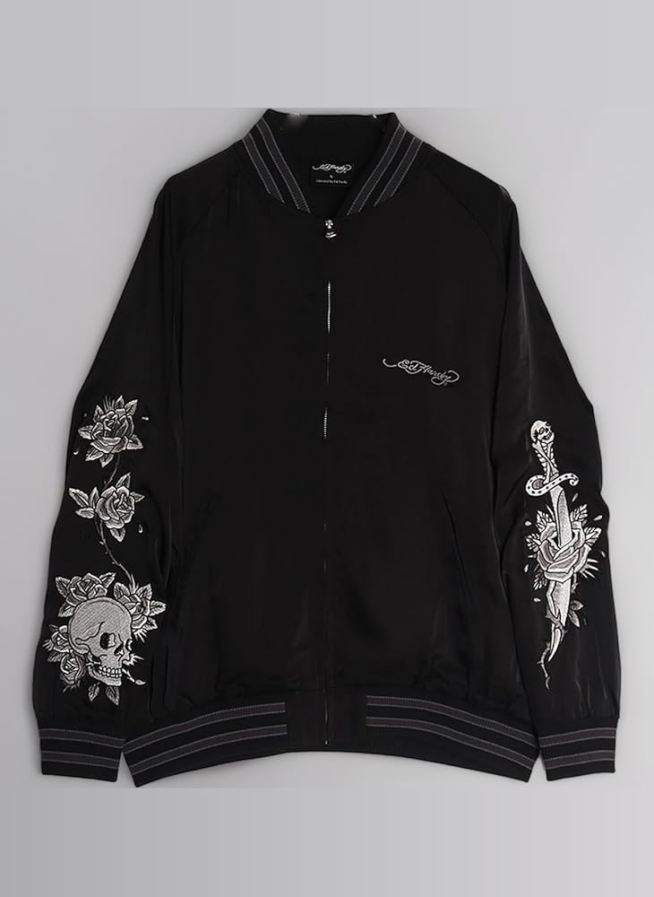 男女　Ed Hardy エドハーディ 袖　バック刺繍 スカジャン ブルゾン 男女 Ed Hardy エドハーディ 袖 バック刺繍 スカジャン ブルゾン